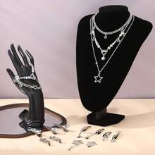 Y2k Accessories Set Included Star Y2k Silver Necklace Grunge Layered Necklace Y2K Sunglasses Star Hair Clip Y2k Silver Hair Clips Keychain Hip Hop Pants Chain Vintage Jewelry Set for Women - Estilo moderno Y2K - Ver 8