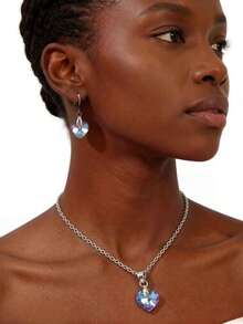 Dây chuyền mặt dây chuyền hình trái tim đại dương bằng bạc Sterling 925 đính pha lê Áo - yêu - Xem 4