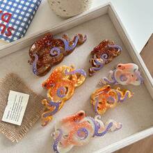 Kẹp tóc càng cua 1 chiếc, dòng sản phẩm nghỉ dưỡng, kẹp tóc hình cá kiếm, bạch tuộc, rùa biển, cá voi, chất liệu acetate, cỡ lớn, thanh lịch, kẹp tóc phía sau đầu, thiết kế sáng tạo, bán chạy xuyên biên giới, kẹp tóc hình động vật biển vui nhộn, kẹp tóc cá tính, kẹp tóc hình bạch tuộc mới. - Nhiều màu - Xem 1