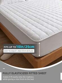 1pc Quilted Bedding Set, Fitted Sheet Mattress Cover Bedspread, Soft Bedroom Bedding, Full Coverage Solid Color Mattress Protector, Quilted Design, Suitable For Twin/Full/Queen/King All Sizes, Machine Washable - White - View 4