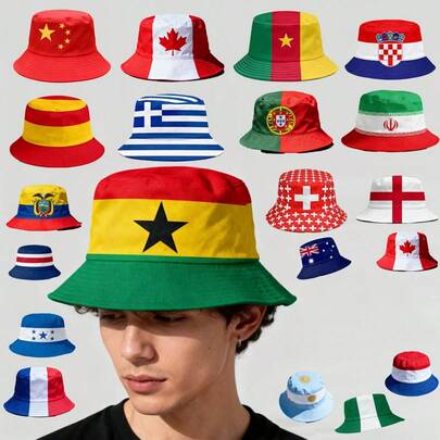 OBOVAY Mũ tai bèo gấp gọn in hình quốc kỳ, nhẹ, thoáng khí, thích hợp cho mùa hè, du lịch, cắm trại, leo núi, sự kiện thể thao, người hâm mộ World Cup. Có nhiều mẫu quốc kỳ khác nhau, mũ chống nắng ngoài trời, quà tặng ngày lễ, lựa chọn tốt nhất cho người yêu nước, có thể điều chỉnh và gấp gọn cho mọi mùa.