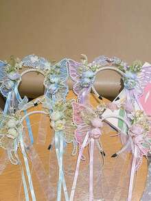 1个女孩蝴蝶发箍，仙气公主流苏发饰 - 彩色 - 查看 6