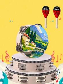 这款木制手鼓，是一种节奏打击乐器，由一排金属铃铛组成。这款手鼓适用于咖啡馆、家庭、餐厅、派对、舞会、办公室、野餐、婚礼、活动、聚会和卡拉OK等场合（不含鼓槌）。 - 彩色 - 查看 6