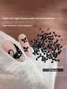 50 pièces Décorations pour Nail Art, Cygne noir et blanc en zircone cubique, Mini Strass à fond plat en forme de larme, Fournitures pour Nail Art DIY - Multicolore - Voir 13