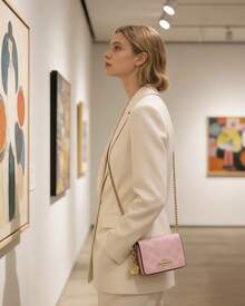 Coach Chain 7 Mini Small Satchel Purses With Chain Strap Flap Shoulder Bag Crossbody Bag For Women - Pink - View 2