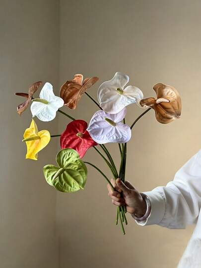 Hoa loa kèn Anthurium giả 23,6 inch, cây nhựa PVC mềm mại, giống thật, thích hợp làm quà tặng Ngày của Mẹ, trang trí nhà cửa, văn phòng, tiệc cưới, trang trí bình hoa trong nhà và ngoài trời, tự tay cắm hoa, quà tặng sinh nhật, tốt nghiệp cho phụ nữ, trang trí sân vườn, phụ kiện cưới.