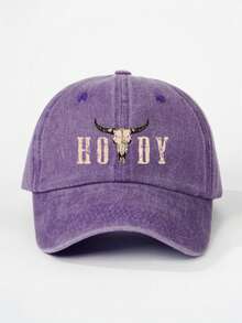 1pc Women's Printed HOOY Cow Head Washed Baseball Cap, Adjustable Sun Protection Casual Hat Suitable For Valentine's Day, Spring/Autumn Travel, Versatile Sunshade, Y2K Style Cap,Beach,Festival - Baseball Cap - View 20