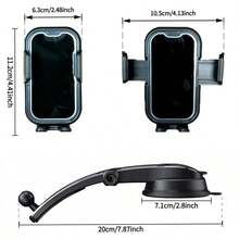 TAFDIUR 360°旋转车载仪表盘吸盘手机支架 - 静音可调节导航支架，齿轮设计带阻尼面板，ABS材质，强力吸盘底座，适用于所有智能手机 - 齒輪款+瀑布砲台 - 查看 3