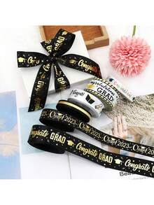 1 Roll Graduation Decoration DIY Gift Bouquet Ribbon, Suitable For Graduation Ceremony, Theme Party, Handmade Crafts And Packaging Decoration - View 1