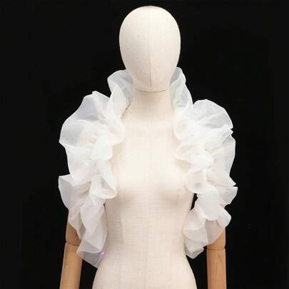 1 chiếc khăn choàng cô dâu xếp ly họa tiết sao, khăn voan dài thanh lịch, áo choàng đa năng cho chụp ảnh cưới, sử dụng trong nhà.