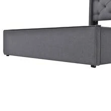 Hydraulic Double Upholstered Bed 140x200cm, Bed With Slatted Base Made Of Metal Frame, Modern Bed Frame With Storage Space, Cotton, Grey - Gray + Cotton - View 9