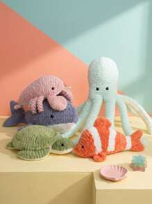 POKOJA LAND 潮汐海洋毛绒玩具，柔软蓬松的毛绒动物，小丑鱼/鲨鱼/章鱼/龙虾/海龟，非常适合房间装饰、汽车配件、教室展示、儿童生日礼物、万圣节、感恩节和圣诞节礼物。 - 彩色 - 查看 2