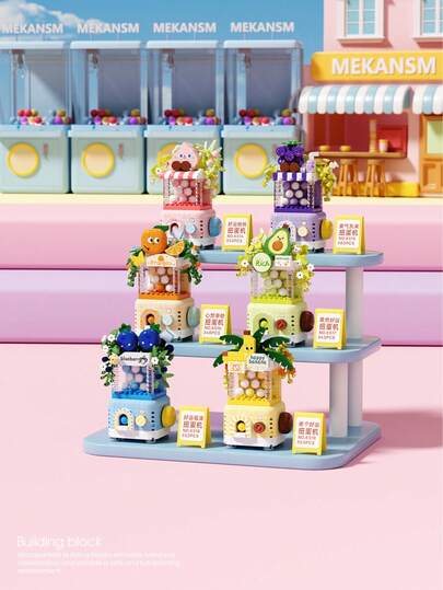 300+ PCS Fruit Twist Capsule Brick Building Blocks Toy Set, Mini Twist Capsule Plastic Bricks, Micro Particle Construction Toys, Suitable For Holiday Gifts And Personal Play