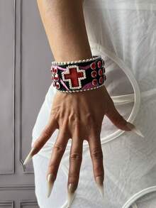 3pcs Luxury Bracelet Set, Resin Bracelet, Red Bracelet, Black Bracelet, Wide Cuff Bracelet, Women's Bracelet, Unique Gift For Her - Multicolor - View 10