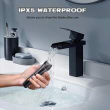 Hatteker 1pc USB Rechargeable Men's Electric Shaver, LCD Display Waterproof, Body & Intimate Area Hair Trimmer, Home Depilation Tool - Black - View 9