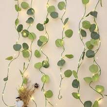 1pc Artificial Eucalyptus Rattan LED String Lights, Floral Wreath Fairy Lights, Suitable For Valentine's Day, Wedding, Mother's Day, Home, Party Indoor Decor Lighting - Warm Color - View 6