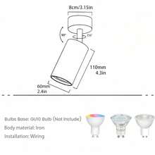 1个360°可旋转黑白吸顶灯，适用于展厅和办公室，迷你吊灯，带可更换GU10灯泡底座，适合客厅、餐厅、商店和咖啡馆（不含灯泡） - 彩色 - 查看 6