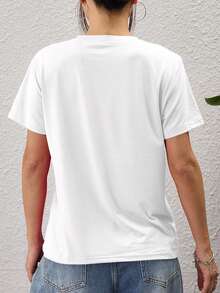 Áo thun nữ tùy chỉnh - Thêm ảnh/văn bản của riêng bạn (ảnh gia đình/ảnh tự chụp/khẩu hiệu/nhật ký), thiết kế áo thun in theo ý muốn, thời trang, phong cách hip-hop, độc đáo, có thể dùng làm quà tặng cho bạn gái, gia đình, bạn bè, con cái, thỏa sức sáng tạo thiết kế. - trắng - Xem 4