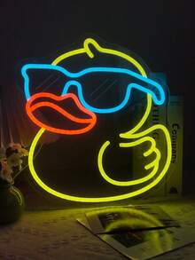 1 pieza Gafas de natación con diseño de pato LED Señal de neón decorativa de pared, alimentada por USB con interruptor regulable, ideal para bar, dormitorio, sala de estar, cumpleaños, sala de juegos, cueva de hombres y decoración de club, regalo perfecto para cumpleaños y festivales - luz policromática - Ver 12