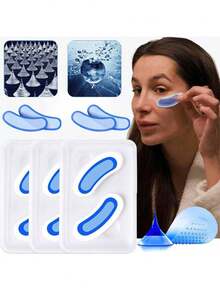 2pcs Blue Microneedle Eye Mask, Tightens Eye Area Skin, Gentle & Non-Irritating, Relieves Eye Fatigue, Eye Massage Tool Set, Mild & Non-Irritating, Relieves Fatigue - Multicolor - View 1