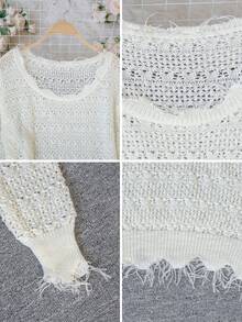 Phong cách mới Xuân/Hè 2026: Áo len dệt kim trắng viền thô khoét lỗ, áo len nữ có họa tiết đục lỗ, phong cách nữ tính ngọt ngào và thuần khiết, áo khoác chống nắng thanh lịch, phù hợp cho các lễ hội âm nhạc, kỳ nghỉ và hẹn hò. - Màu be - Xem 8