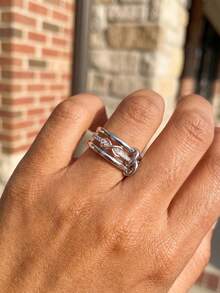 1pc 925 Sterling Silver Smooth Lucky Figure 8 Stackable Ring For Women, Multi-Layer Interlocking Design, Elegant Jewelry Suitable For Party, Daily Wear, Date, Valentine's Day Gift - chain Rings - View 5