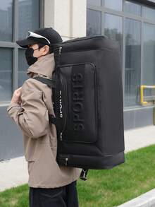 新款时尚旅行包，休闲百搭小众时尚简约轻便大容量运动健身瑜伽包，多口袋单肩手提包，防水通勤户外旅行行李包，旅行袋，健身包，登机包，周末旅行包，户外度假必备夏季旅行必备 - 黑色 - 查看 7