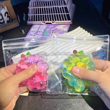 软绵绵的水果葡萄减压玩具,挤压舒缓压力的手部玩具,抗焦虑水果弹力慢回弹玩具,创意感官玩具,柔软毛绒葡萄造型,生日、节日完美礼物 - 彩色 - 查看 5