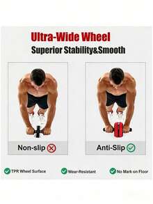 1 Set Abdominal Wheel Roller, Quiet Home Workout Fitness Equipment For Core Training - Random Style - Black and Red - View 2