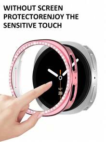 6pcs Fashion Women's Watch Case Suitable For Samsung Galaxy Watch 8 (40mm & 44mm), Shockproof & Scratch-Resistant Hard PC Material, Embedded Sparkling Rhinestones, Hollow-Out Design, 6-Color Combination, Easy To Replace, Sensitive Touch - Multi-color Watch Case Set 1 - View 4