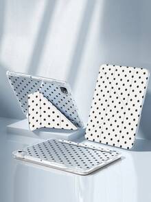 Polka Dot A Cute Cartoon Polka Dot Dual-Sided Acrylic Transparent Crystal Back Cover, Shock-Proof, Compatible With Ipad 7th, 8th, 10th Generation (10.2 Inch), Built-In Pencil Slot, Support Sleep/Wake Function, Ideal Gift Choice - Multicolor - View 4