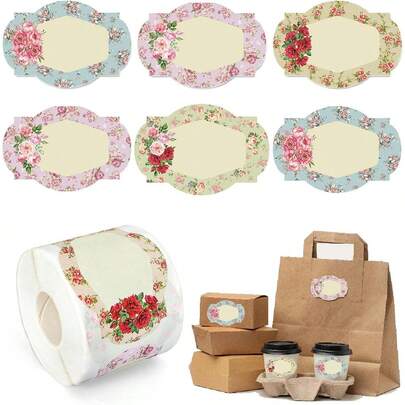 250 etiquetas adhesivas con diseño floral vintage para frascos, etiquetas de papel en blanco adecuadas para botellas de cocina, salsa y dulces del hogar
