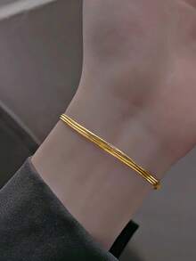 1件S925纯银三层蛇骨手链，简约性感多层链条设计，适合女性日常及节日佩戴，小巧百搭的饰品，节日庆典的完美礼物 - 三層 - 查看 11