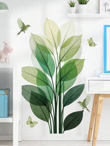 2pcs Removable Wall Stickers With Plant Leaf Patterns, Decorative Wall Art For Bedroom, Living Room - 69276-jingqi - View 8