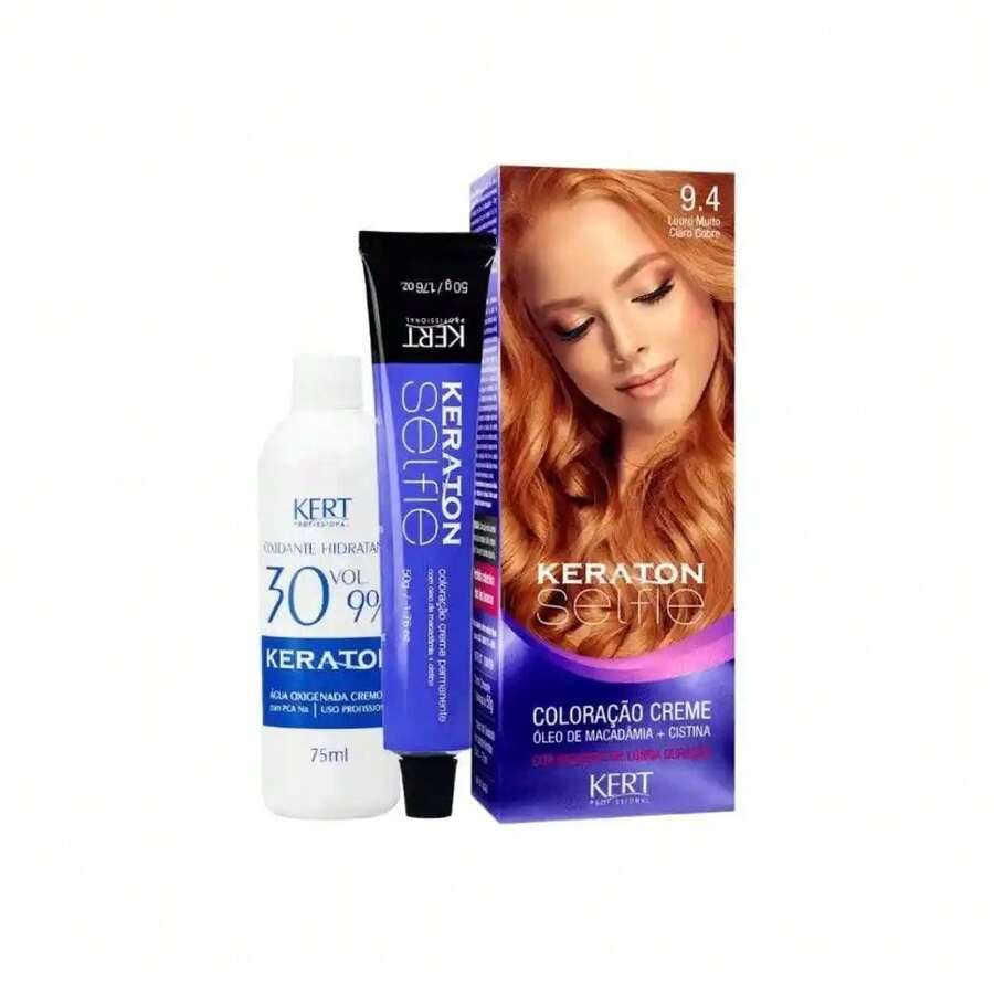 Keraton Selfie Hair Dye - Full Gray Coverage - Choose Your Color - 9.4 Very Light Blonde Copper - View 1