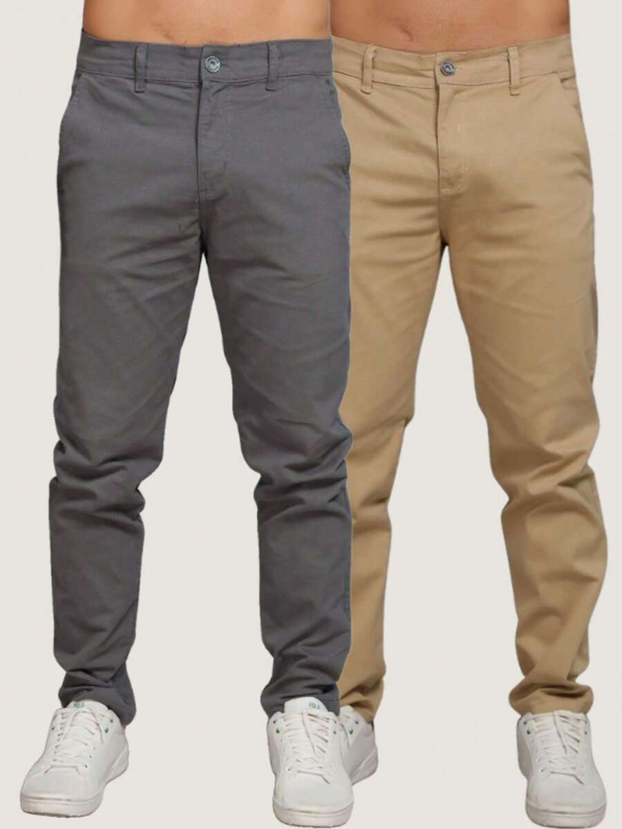 Men's Twill Pants Kit Men's Pants With Lycra Elastane - 灰色 - 米色 - 查看 1