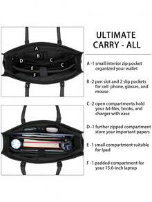 多功能手提包/笔记本电脑包/防水轻便皮革公文包，适用于15.6英寸笔记本电脑，商务办公公文包，大容量手提包/单肩包，专业办公工作包，带手拿包 - 彩色 - 查看 7