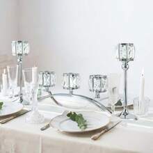 3 Arms Crystal Bowl Tealight Candelabra Votive Candle Stand Wedding Centerpieces For Tables Crystal Candlestick Centerpiece Table Decorations Set Of Sier - Set Of Silver - View 4