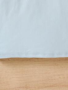 Camiseta interior de cuello redondo de unicolor y cálida para niños, camiseta de manga larga esencial para uso diario de niños pequeños - Celeste - Ver 6