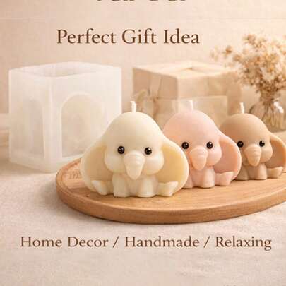 Zhonghui Mold Khuôn silicon hình voi 3D dễ thương dùng để làm nến, khuôn hình động vật nhỏ, khuôn làm xà phòng, nhựa, đồ thủ công mỹ nghệ, khuôn nướng tái sử dụng, quà tặng trang trí.