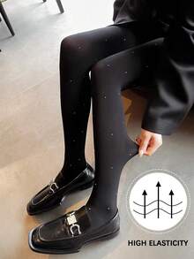 春季新款闪亮水晶丝袜，丝绒黑色紧身裤，高弹力塑身连裤袜（女士款） - 彩色 - 查看 6