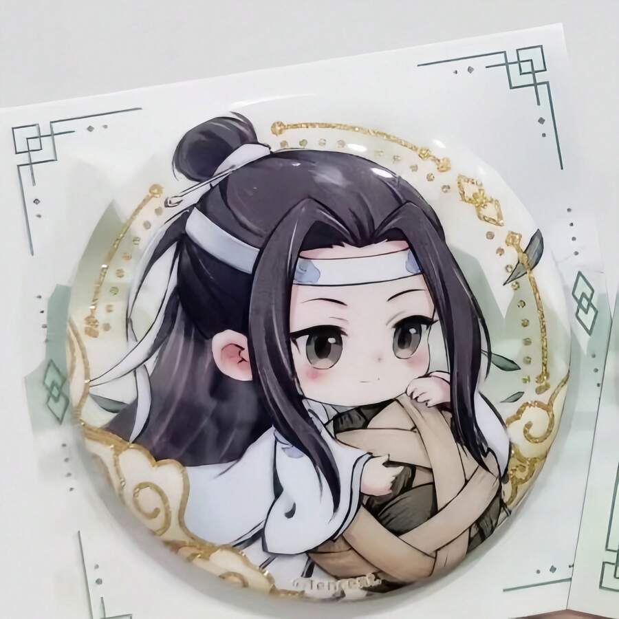 1pc Mo Dao Zu Shi Baji Badge, Wei Wuxian & Lan Wangji, Homemade Granule Snack 58mm Laser Baji Granule Snack For Women - 彩色 - 查看 1