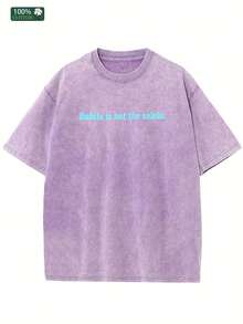Breathable Vintage Oversized T-Shirts Comfortable Cool Casual Crew Neck Retro Tops For Men - Violet - 查看 1