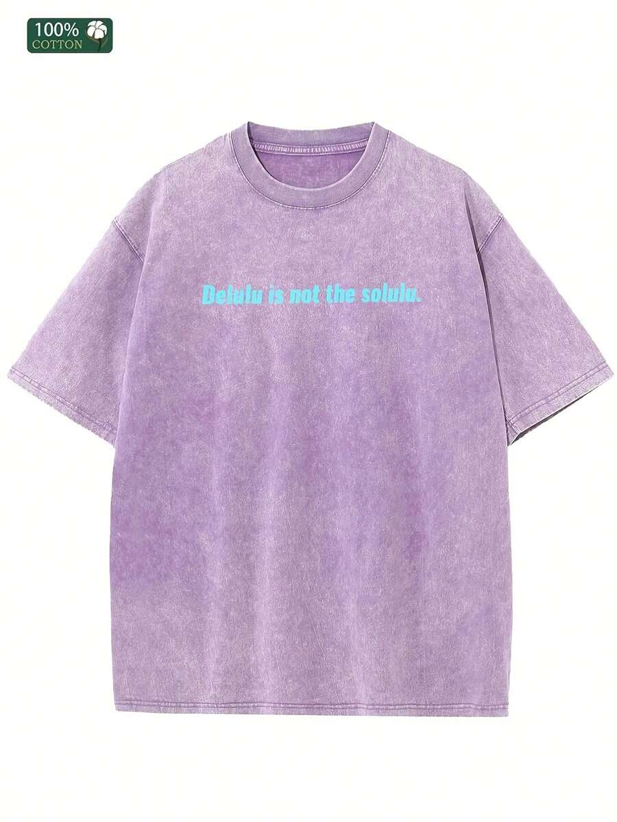 Breathable Vintage Oversized T-Shirts Comfortable Cool Casual Crew Neck Retro Tops For Men - Violet - 查看 1