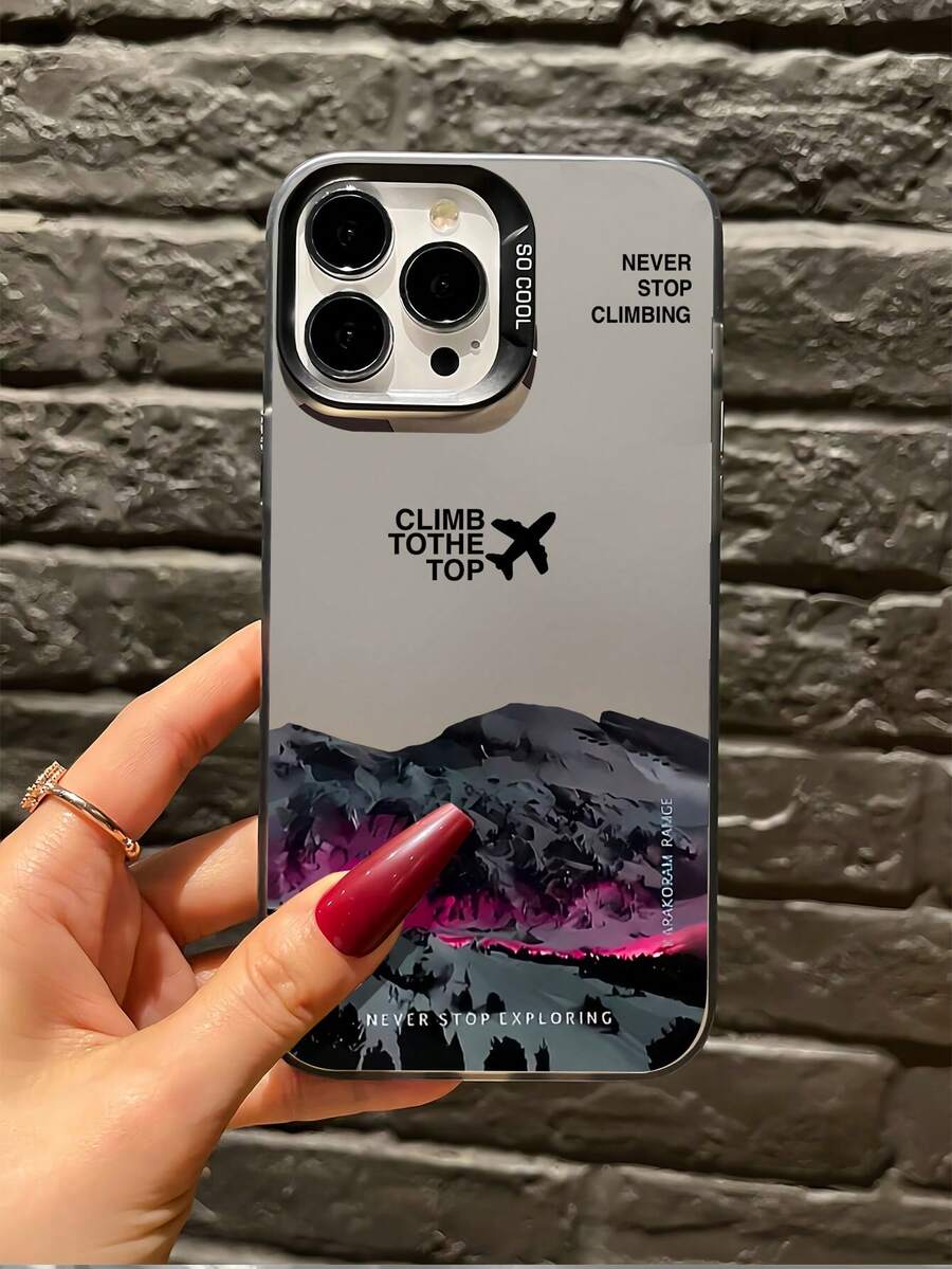 1pc Black & Pink Airplane Minimalist Personalized TPU Shockproof Full Coverage Phone Case, Compatible With IPhone 17, 16, 15, 14, 13, 12, 11 Pro Max, Air, And Series - Multicolor - View 1