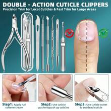 Bộ dụng cụ làm móng bằng thép không gỉ 1/6/7 món, bao gồm kìm cắt móng, dụng cụ loại bỏ biểu bì, dụng cụ chăm sóc chân, dụng cụ tẩy sơn gel, dụng cụ chăm sóc móng chuyên nghiệp, thích hợp sử dụng tại nhà hoặc salon. - D - Xem 7
