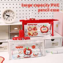 Hộp đựng bút hình quả táo trong suốt, túi đựng văn phòng phẩm chống thấm nước dung tích lớn dễ thương, túi đựng đồ dùng học tập cho học sinh, túi đựng bút hình hoạt hình. - hộp đựng bút Apple Pencil - Xem 8