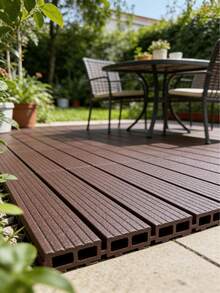 1/2/4pcs Garden Flooring, 30cm*30cm, Interlocking Stripe Pattern Tiles, Suitable For Decorating Pool, Balcony, Garden, Corridor, Water-Permeable - Vertical Stripes - View 6