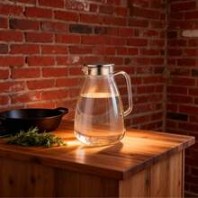 2200ml Transparent Glass Cold Water Pitcher / High Borosilicate Heat-Resistant Iced Water Carafe / Large Capacity Juice Pitcher For Home Use - Clear - View 5