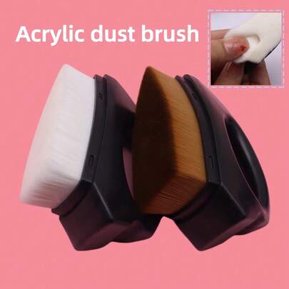 Easy Nail 1 pieza Cepillo de polvo de uñas en forma de triángulo con tapa - Cepillo de limpieza mini con cerdas densas en forma de hierro para arte de uñas y maquillaje